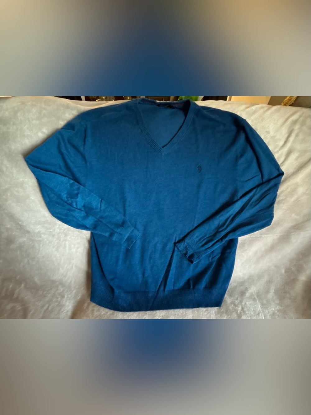 US Polo Assn Men's V-Neck Sweater in Blue Logo 2XL